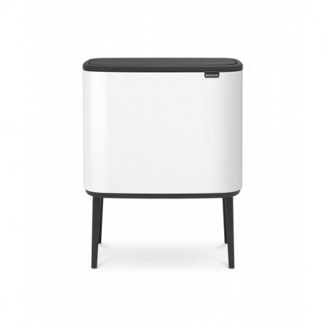 Brabantia Bo Touch Bin Cubo de Basura, Acero Inoxidable, Blanco, 11 + 23 litros