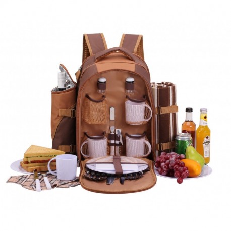 apollo walker Mochila de Picnic, para 4 Personas, Bolsa termica con vajilla y Mantel