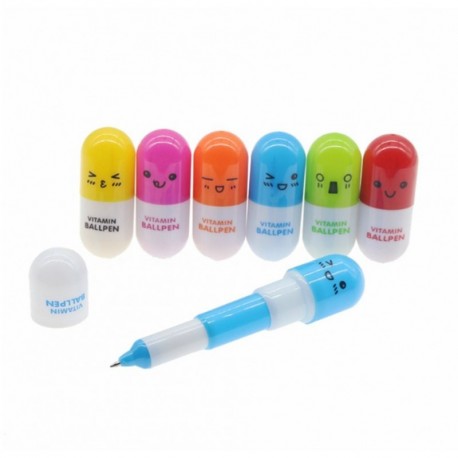 10Pcs Bolígrafos de Gel Retráctiles Cápsula Bolígrafos Píldora Medicina Creativo Lindo para Estudiantes Oficina Escuela, Colo