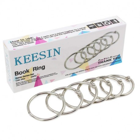 keesin libro anillos Metal hojas sueltas carpeta Anillos Llaveros para álbum de recortes//Craft – , 20 unidades, color 1.5" 3