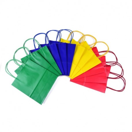 24 bolsas de regalo con asa, de papel de estraza en 4 colores diferentes, en un conjunto