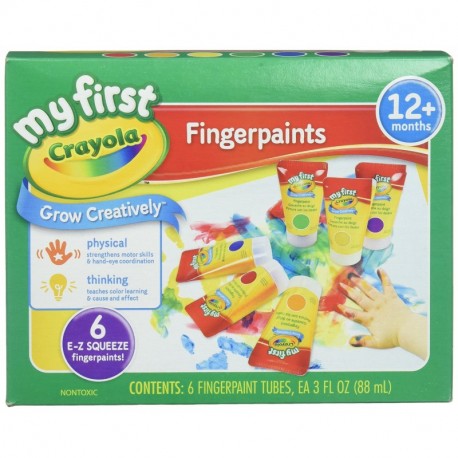 Crayola Pintura lavable para dedos 81-1429, 6 tubos de compresión