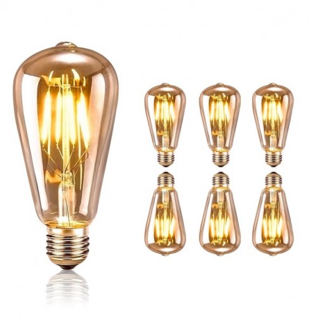 Retro Edison Bombilla, Tronisky E27 Edison Vintage Bombilla de Filamento 4W Antiguo LED Bombilla de Decorativa Cristal Lámpar