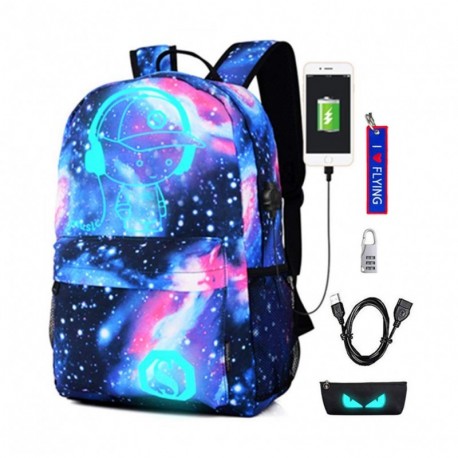 Mochila Luminosa Mochilas con Puerto de Carga USB Mochila para Estudiantes Cool Unisex Galaxy Bandolera Niño Estrellado de l