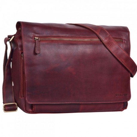 STILORD Jan Maletín para portátil de 15,6 Cuero Estilo Vintage Bolsa de Hombro Bolso de Mensajero o Bandolera de auténtica