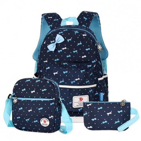 Vbiger- Mochila infantil para niña, con bolsa para almuerzo y bolsito para el móvil, Azul marino