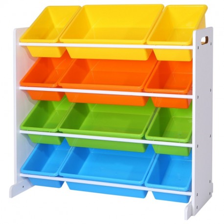 SONGMICS Estantería para Juguetes Libros Organizador para habitación Infantil 12 Cajas de Colores GKR04W