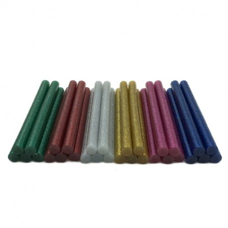 Barras de pegamento termofusible, con purpurina multicolor, para bricolaje, 7 mm x 100 mm paquete de 30 unidades 