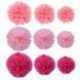Sicai - Juego de 27 pompones de papel de seda colgantes para decorar bodas o fiestas de cumpleaños, de color fucsia, rosa cla