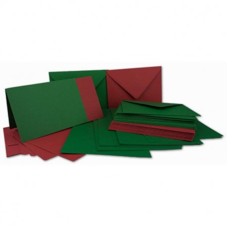 Tarjeta del paquete DIN A6/C6 | Rojo Oscuro/Verde Oscuro | plegable Tarjetas con pliegue A6 – 10,5 x 14,8 cm & Sobres C6 – 11