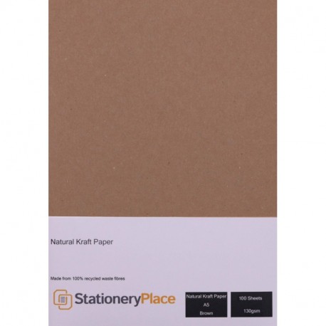 Stationery Place Kraft papel A5 130 g/m² , color marrón 100% reciclado, 100 unidades