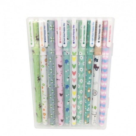 Leisial 10 Unidades Bolígrafos de Tinta Gel de Creativas Lindo Kawaii Papelería Subrayadores de Colores 1 