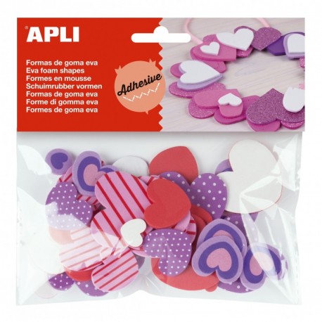 APLI - Bolsa formas EVA adhesiva estampada formas corazón, 40 uds