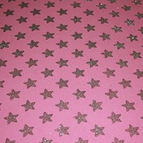 PACK DE 10 LAMINAS DE GOMA EVA CON PURPURINA 40X60 CM ESTRELLAS ROSA