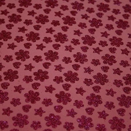 PACK DE 10 GOMA EVA ESTAMPADA CON PURPURINA 40X60 FLORES FUCSIA