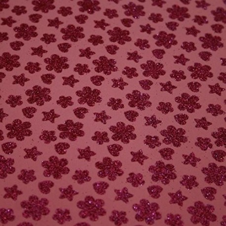 PACK DE 10 GOMA EVA ESTAMPADA CON PURPURINA 40X60 FLORES FUCSIA