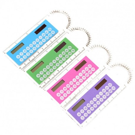 Ruikey Creative 10 cm Mini regla de plástico LCD Display Digital Calculator 2 en 1 portátil portátil de la calculadora de los