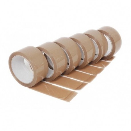 Gocableties - 6 rollos de cinta de embalaje de alta calidad, 66 m x 48 mm, color marrón