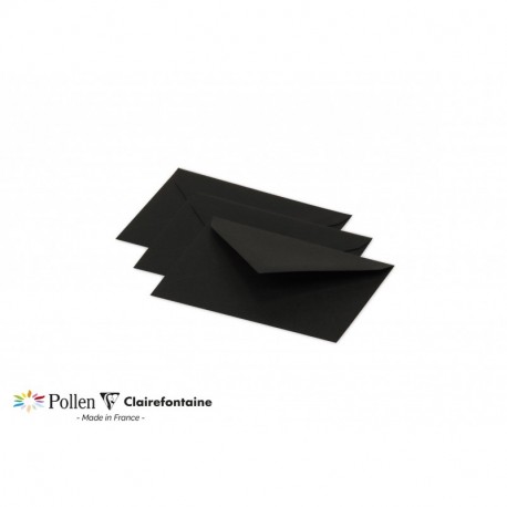 Clairefontaine 54001C - Paquete de 20 Sobres 75x100mm Pollen Negro 120gr