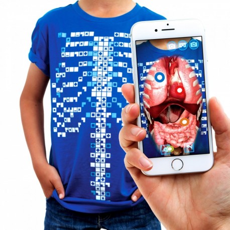 Curiscope tee Educational - Camiseta de Realidad Aumentada, Color Azul, Adulto: pequeño