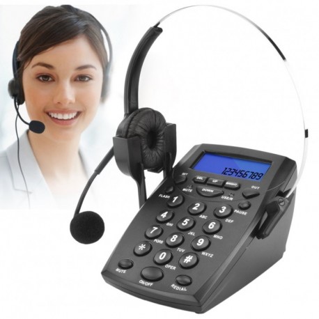 DIGITNOW! Teléfono Fijo - Call Center Teléfono con Auriculares Manos Libres, teléfono con Cable Incorporado en la Pantalla de
