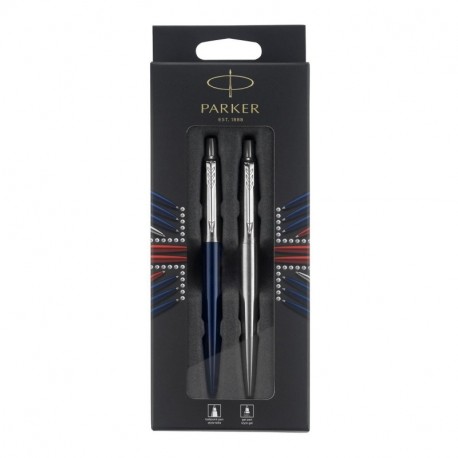 Parker Jotter London paquete Duo Discovery: bolígrafo de color azul Royal y bolígrafo de gel de acero inoxidable