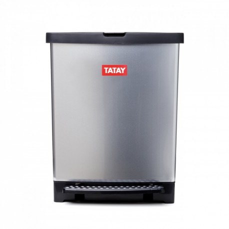 Tatay 1020100 Trend-Cubo de Basura para Cocina Fabricado en PP Metalizado con 25 litros de Capacidad-Sistema de Apertura a Pe
