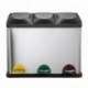 MARI HOME Cubo Basura Grande | Basurero Triple En Acero Inoxidable 45L Con 3 Compartimentos 15L X 3 | Para La Cocina, Ofici