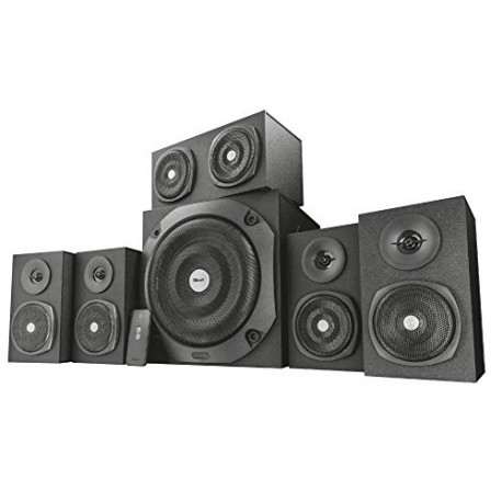 Trust Vigor - Sistema de Altavoces de Madera 5.1 con Mando a Distancia, 150 W, Color Negro