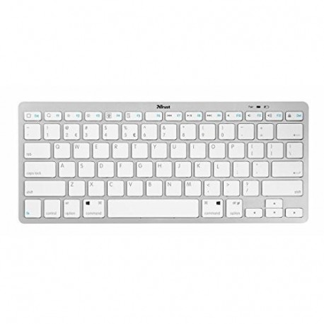 Trust Nado - Teclado inalámbrico con Bluetooth QWERTY Español , Color Blanco