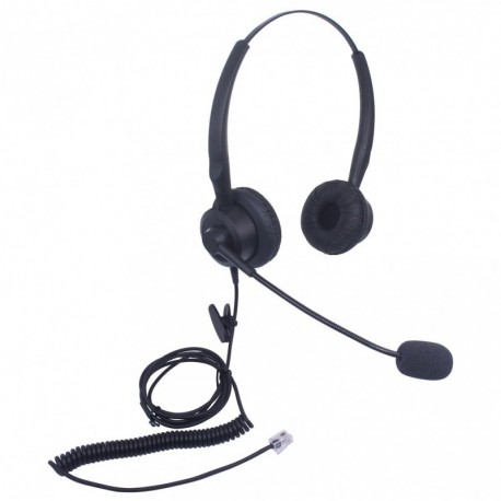 Xintronics Auriculares Teléfono Fijo Binaural RJ9, Cascos con Cancelación de Ruido Micrófono para Yealink SIP T19P T20P T21P 