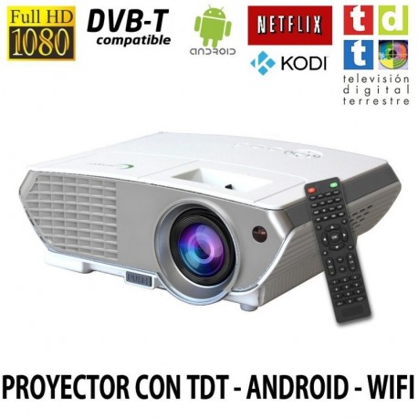 Luximagen SV350 - Proyector con Android, TDT, USB, HDMI, VGA, AC3, Full HD soportado, Blanco