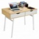 LANGRIA Escritorio Grande Moderno con 2 Cajones y 2 Compartimentos Estructura Resistente con 4 Patas Metálicas Mesa de Ordena