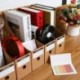 CAVEEN Caja de Almacenamiento de la Oficina Revistero Archivador con Cédula Kraft Paper Organizador de Documentos Papelería R