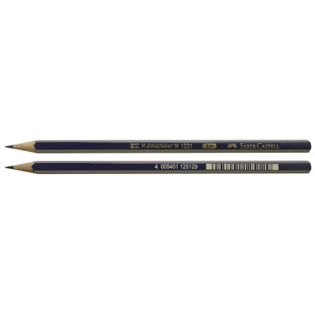 Faber-Castell B-1221-2H-2 - Blíster con 2 lápices de grafito Goldfaber 1221, graduación 2H, color gris