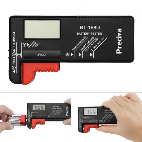 Comprobador de pilas, Preciva Battery Tester digital profesional para AAA, AA, C, D, 1.5V, batería de 9V y pilas de botón,Pre