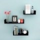 TANBURO Juego de 3 Estantes Tablero de pared en U-Forma para Libros CDs Estanterías de pared Cubos retro, MDF Holz -Negro