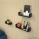 TANBURO Juego de 3 Estantes Tablero de pared en U-Forma para Libros CDs Estanterías de pared Cubos retro, MDF Holz -Negro