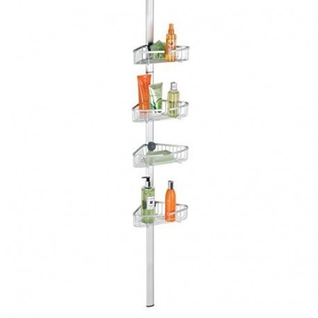 mDesign Organizador de ducha con barra telescópica – Práctica estantería de ducha extensible de aluminio – Montaje sin taladr