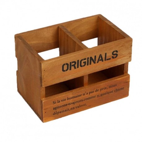 Fablcrew Porta Bolígrafos de Madera Estilo Retro Caja de Acabado de Escritorio 16.5 * 10.3 * 11.3cm