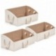 EZOWare 3 pcs Cajas de Almacenaje, Caja Abierta con Angulo de Tela Plegable Resistente con Manijas para Estanterías, Armarios