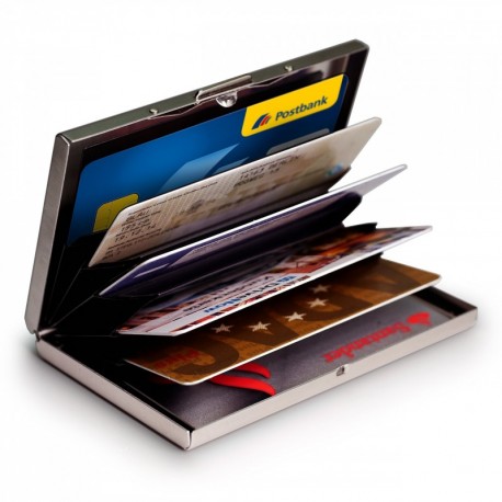 MyGadget Billetera de Aluminio con Bloqueo RFID NFC para Tajetas de Crédito Slim - Cartera Tarjetero de Metal con 6 Compartim