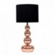 MiniSun - MiniSun - Lámpara moderna de mesa táctil, con base de columna de esferas - en cobre y pantalla negra estilo seda