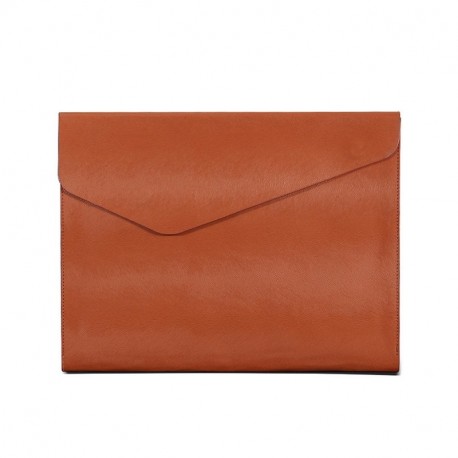 Funda de piel con bolsa A4 papel archivo carpeta portadocumentos reunión de negocios conferencia bolso, color marrón