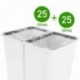 Grizzly Cubo De Basura - 2 Compartimentos - Doble Contenedor Con Separador Con Capacidad de 2 x 25 Liter - Gris Claro