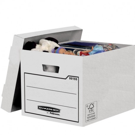 Bankers Box 00155, Caja de almacenamiento, Blanco, pack de 10 unidades