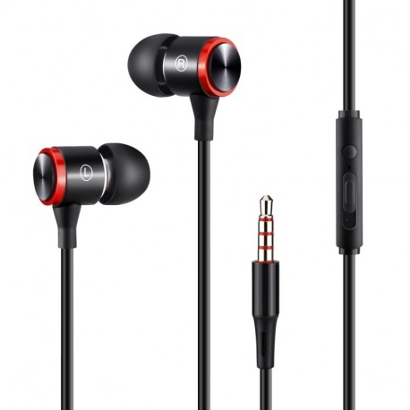 Auriculares con Micrófono, AomTro 3.5mm Jack Auricular In-Ear HiFi Cascos, Control de Volumen, Cancelación Ruido Headphones p