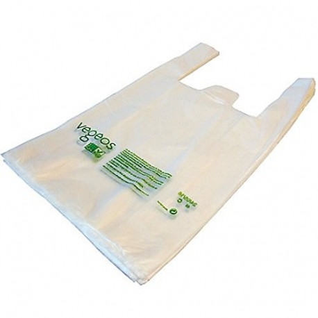 Lote de 100 bolsas biodegradables y compostables 45 x 26 cm manillas incluidas Photo no contractuelle 