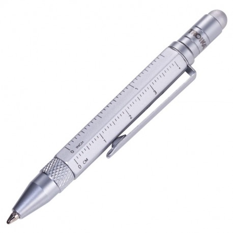 TROIKA CONSTRUCTION LILIPUT – PIP25/SI – Bolígrafo multitarea pequeño – Tool Pen– regla de centímetros/pulgadas – destornil