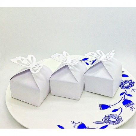 SYOO 50 x Mariposa Blanco Caja de Favor de La Boda Caja de Dulces de Regalo para la Boda Cumpleaños Bautismo Baby Shower Kids